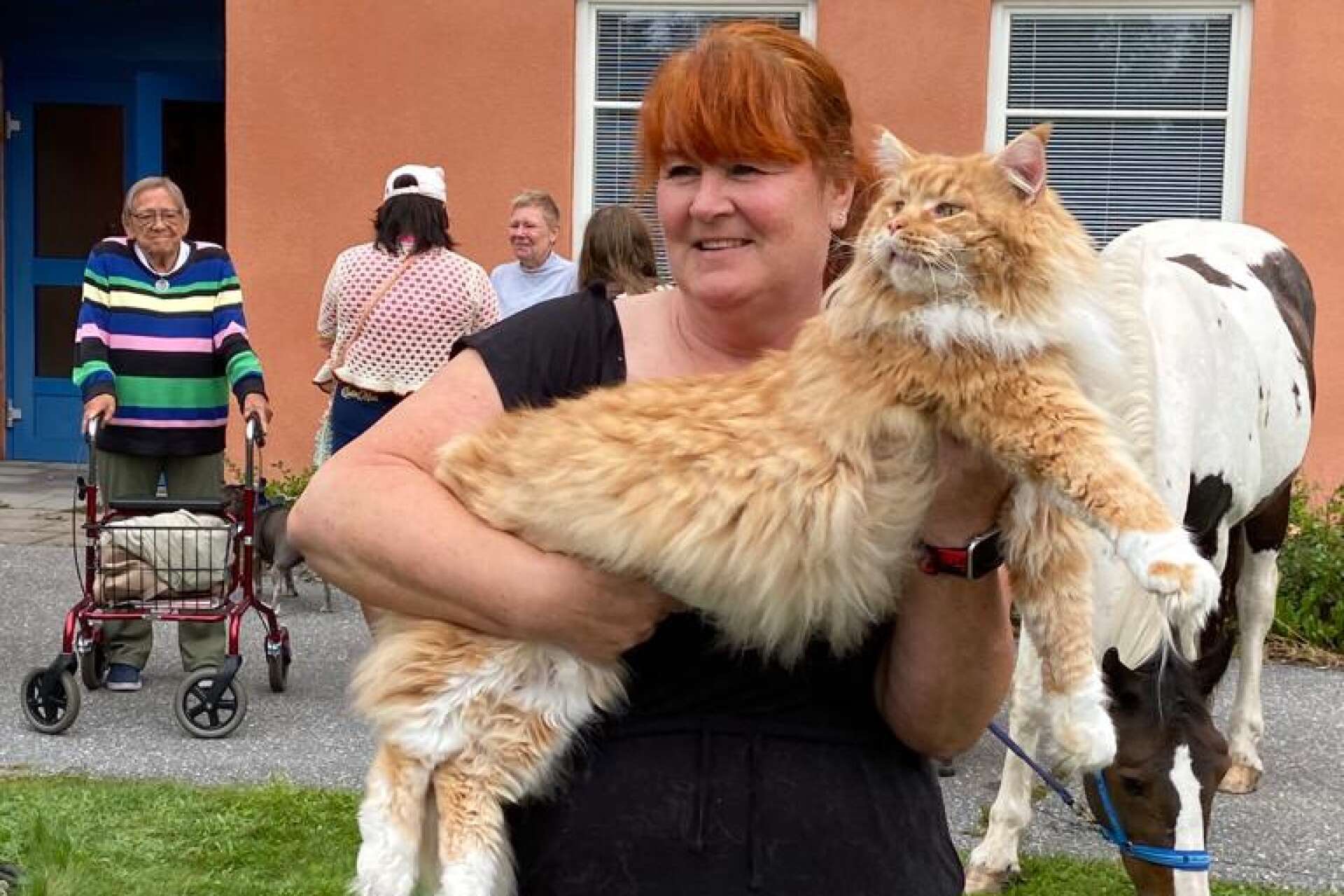 Magdalena Lind Gullberg med katten Tassimo.