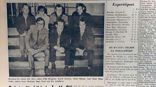 Här är Åmåls OK:s första styrelse fångad på en bild i slutet på oktober 1970.