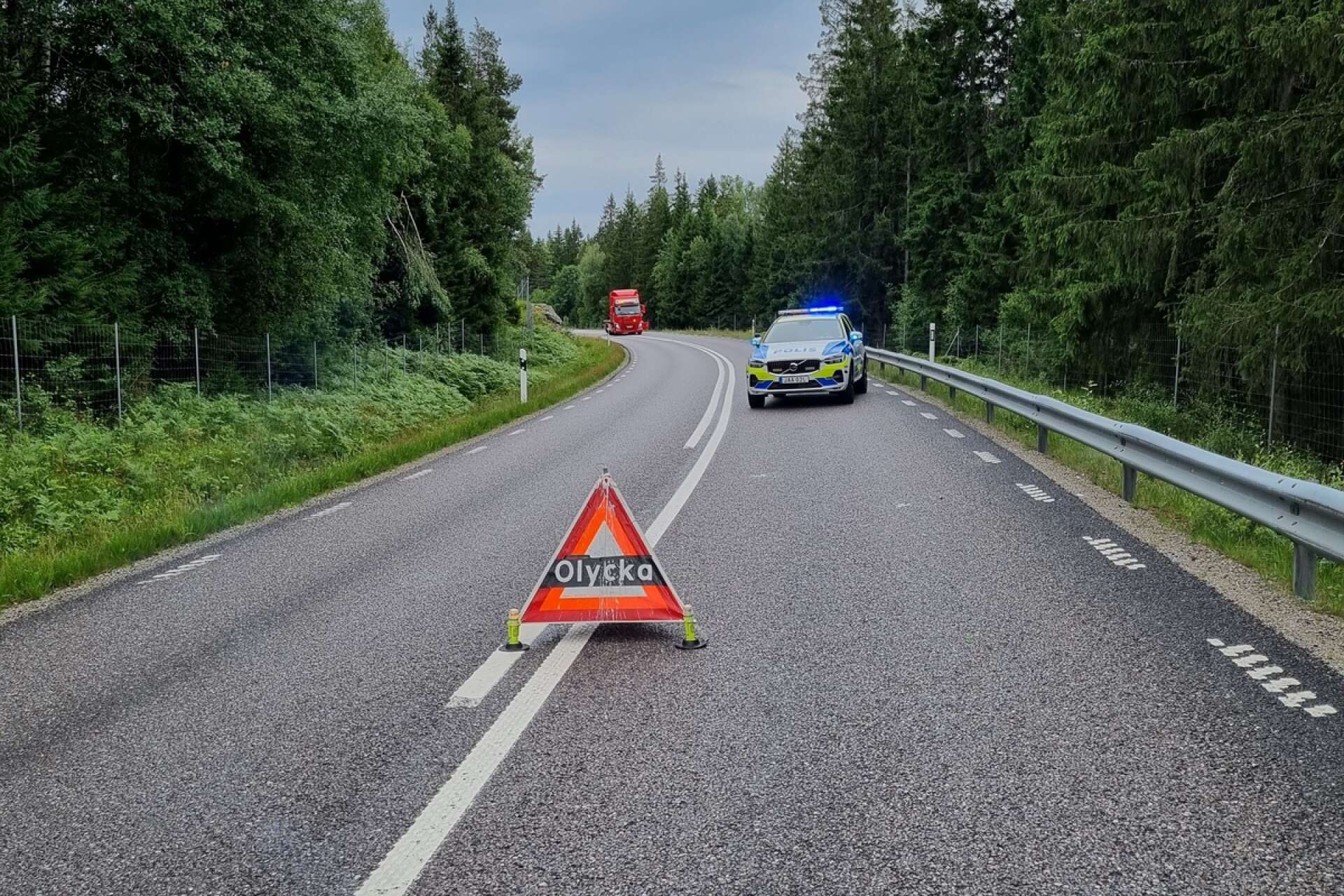 Polisen i Västra Fyrbodal hyllar de privatpersoner som ställde upp varningstrianglar och dirigerade trafiken till polisen hann fram, efter en trafikolycka söder om Ödeborg i lördags.