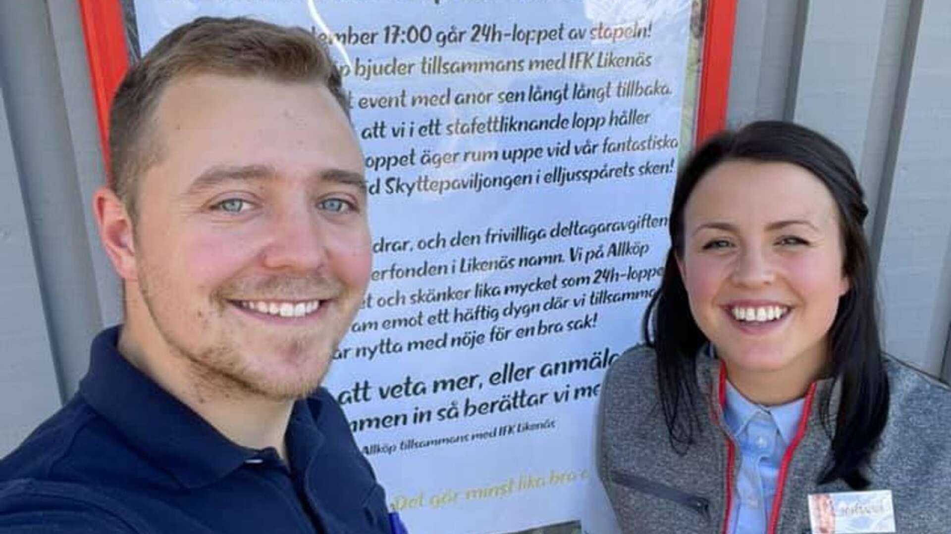 Mattias och Johanna Bergström Brunk på Ica i Likenäs, samt IFK Likenäs, samlar in pengar till Cancerfonden med hjälp av 24h-loppet.