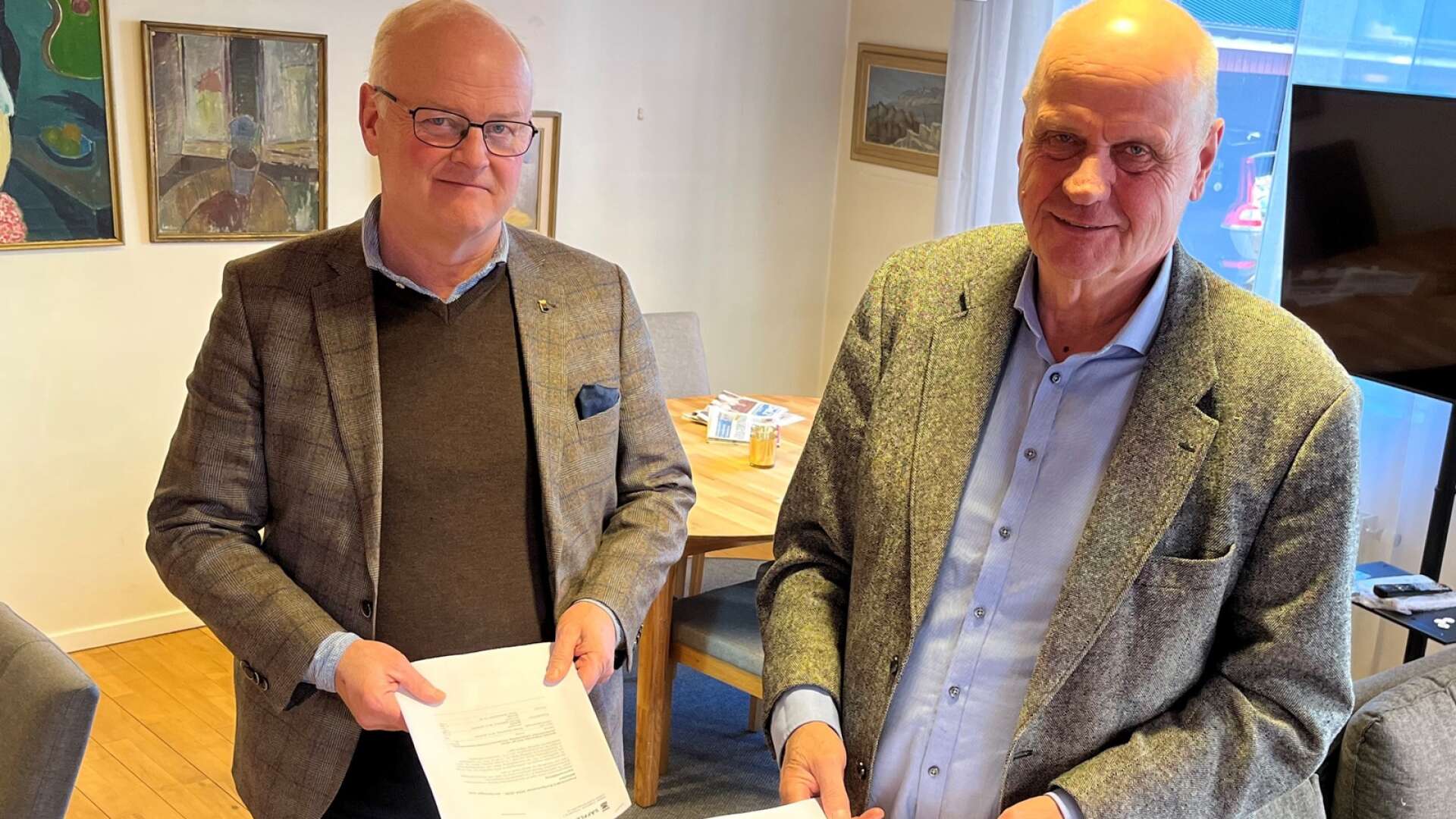 Kommunstyrelsens ordförande Dag Rogne (C) och vice ordförande Ola Johansson (M) är trots de tuffa förutsättningarna nöjda med de budgetramar som kommunstyrelsen lagt fram för 2024-2026.