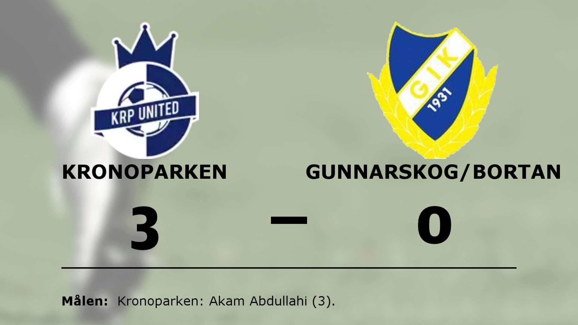 Kronoparken United vann mot Gunnarskog/Bortan