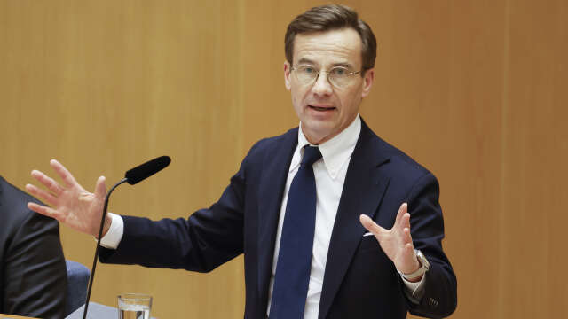 Tillträdande statsminister Ulf Kristersson (M) avger sin regeringsförklaring.