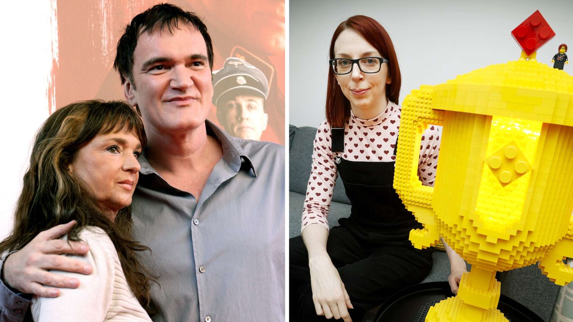 Skådespelaren Christina Lindberg, här tillsammans med Quentin Tarantino, kommer till mässan i Karlstad. Det gör även ”Lego Masters”-vinnaren Emma Friman Browne.