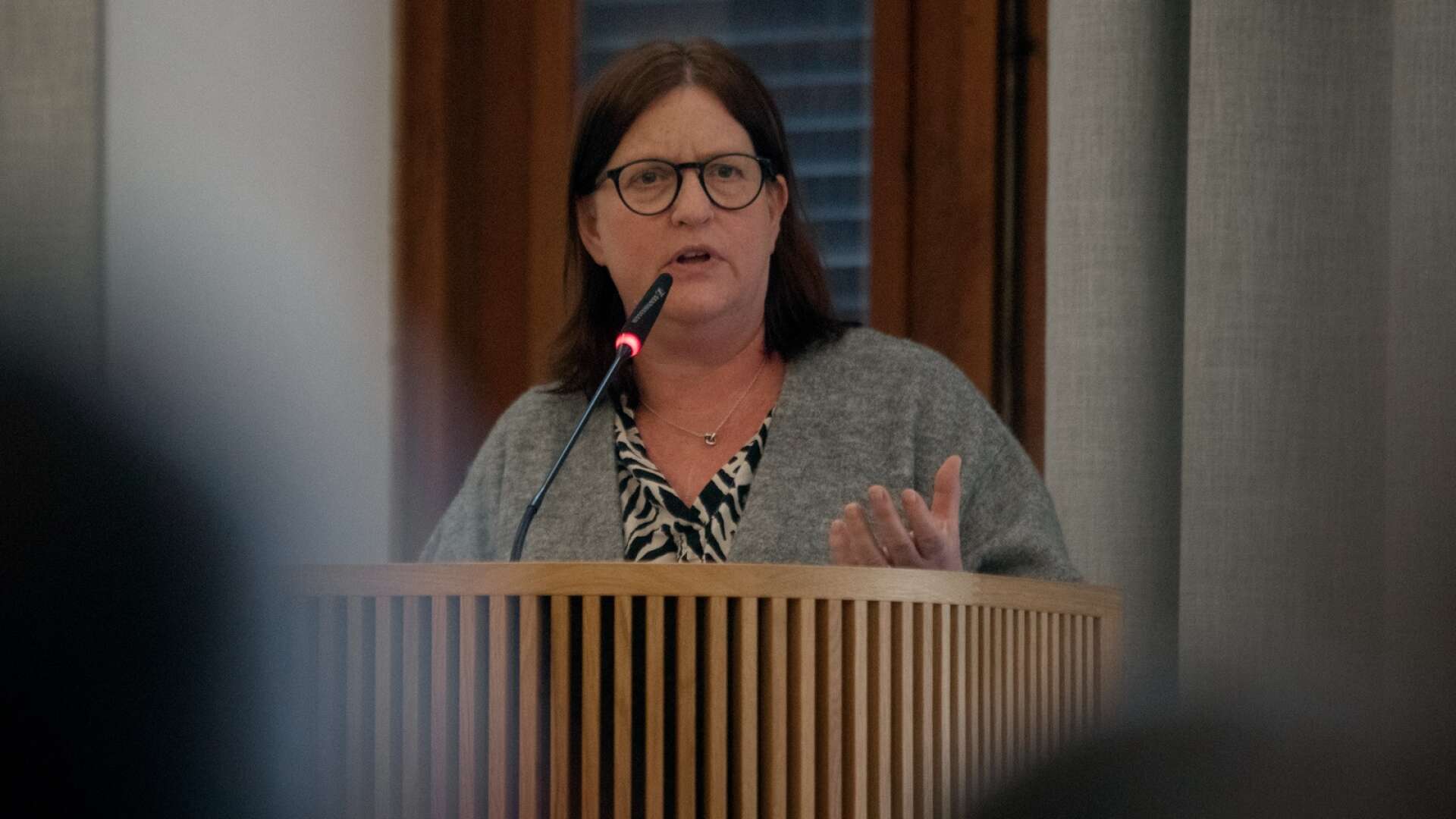 Maria Nyberg (V) yrkade avslag på Sverigedemokraternas förslag till utredning om att införa partisekreterare. 
