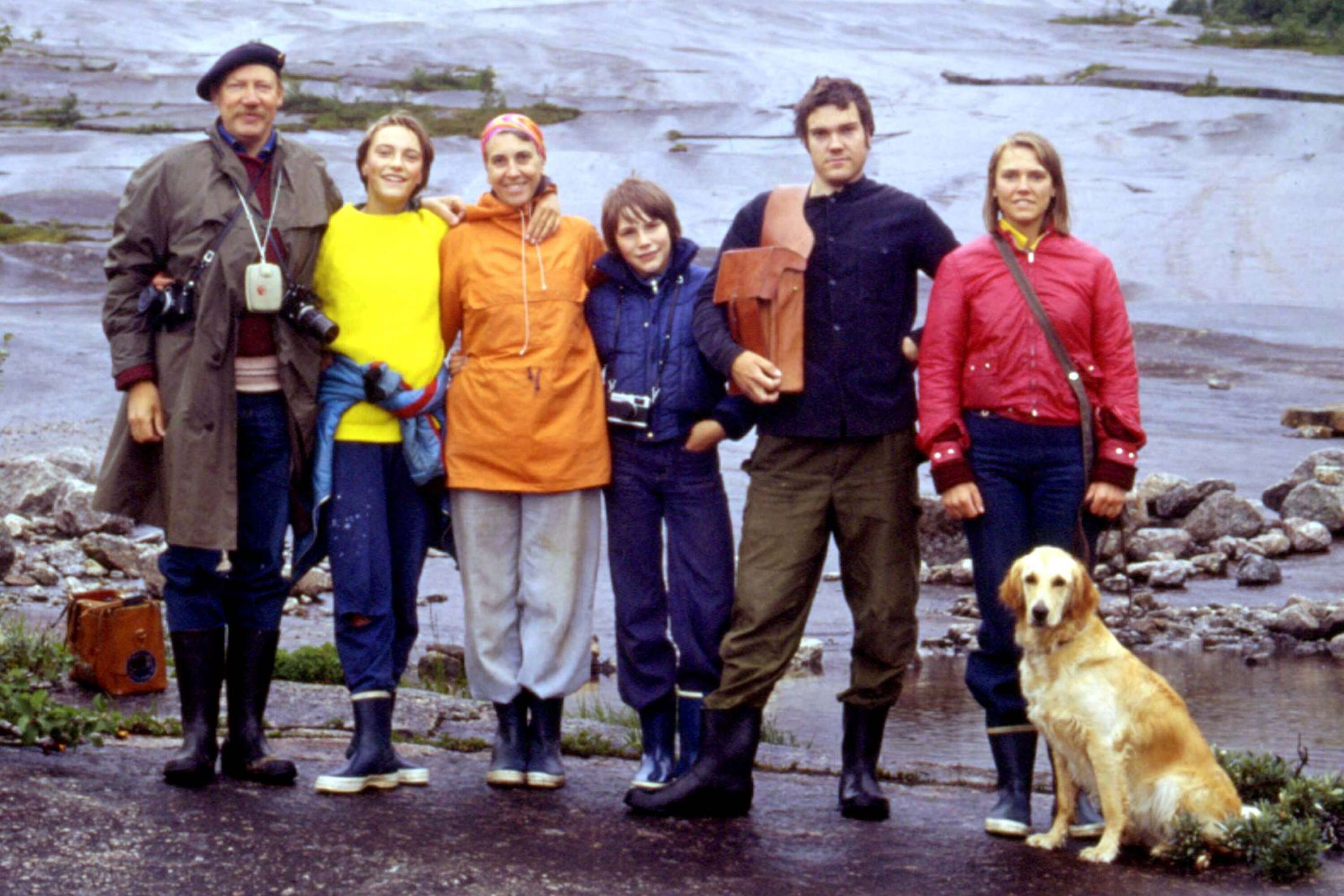 Familjebild från en vandring i Nordkap.