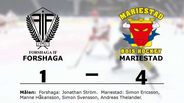 Forshaga IF Ishockey förlorade mot Mariestad Bois HC
