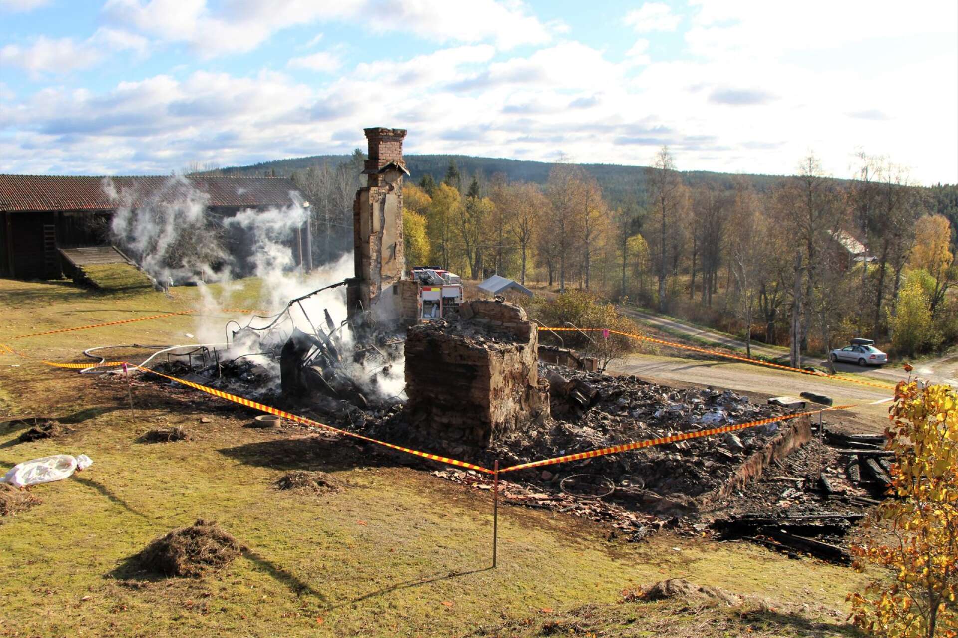 Mattila finngård, dagen efter den ödesdigra branden 2020.