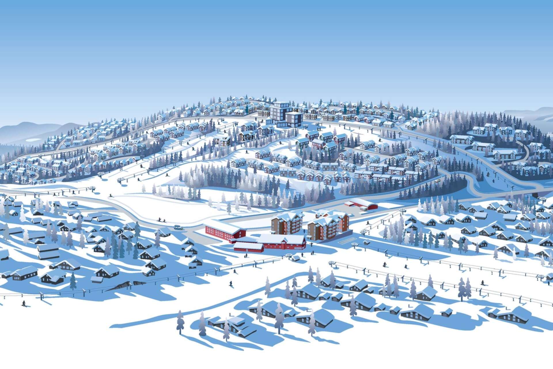 Illustration över det framtida skidområdet Nötåsen.
