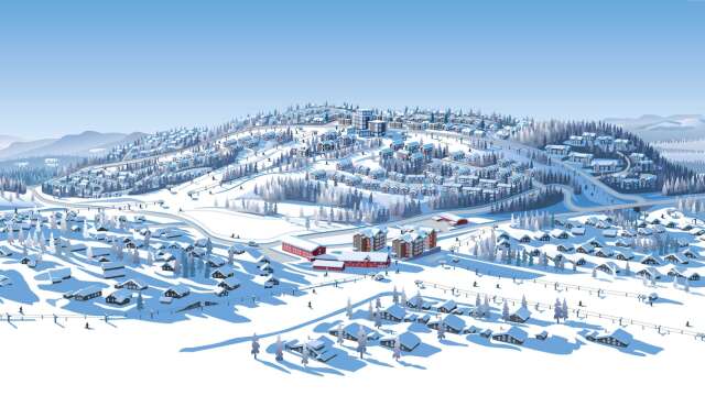 Illustration över det framtida skidområdet Nötåsen.