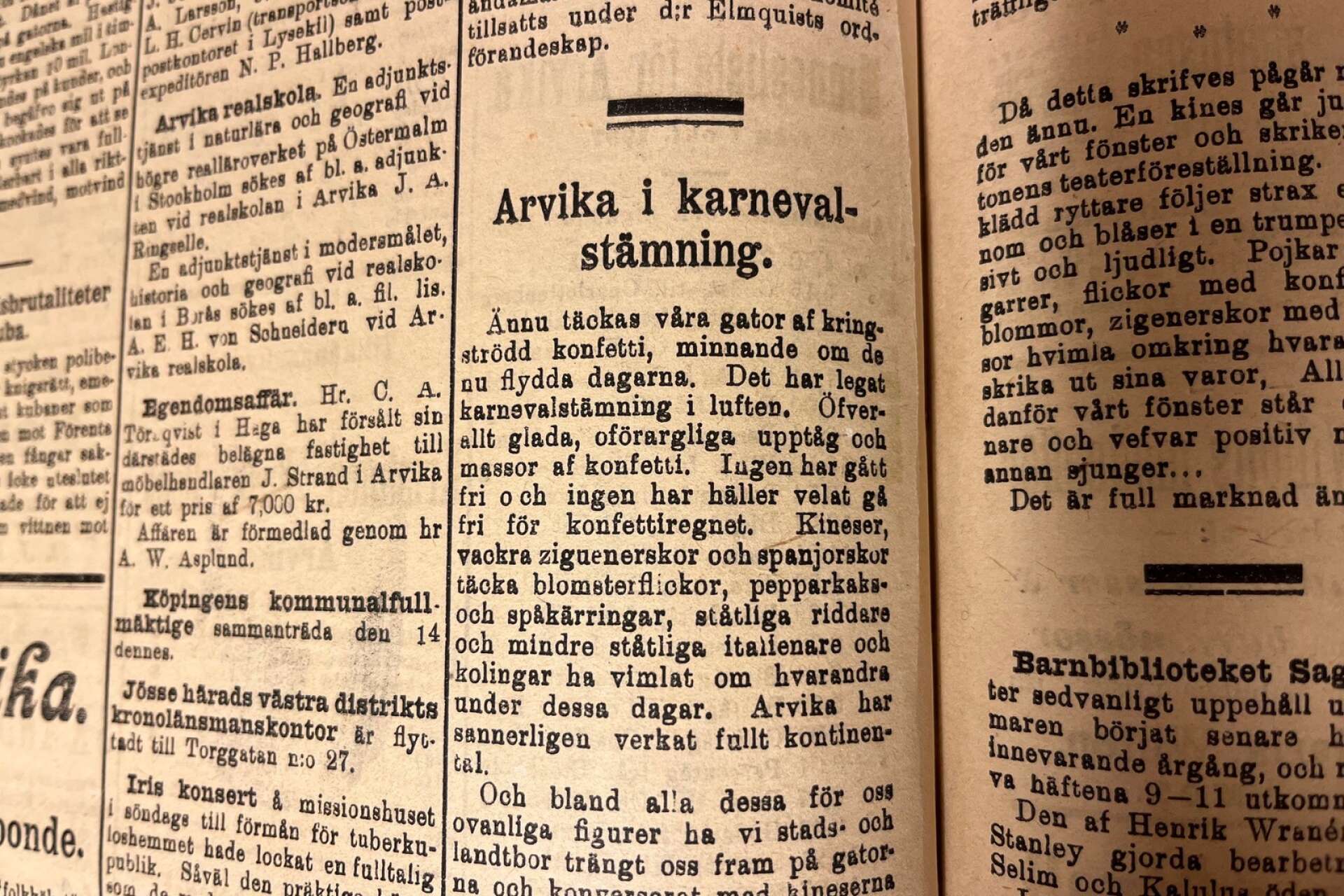 Från Arvika Nyheter i oktober 1907. 