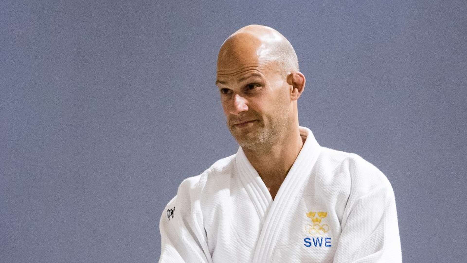 Robert Eriksson under en träning med judolandslaget 2021. 