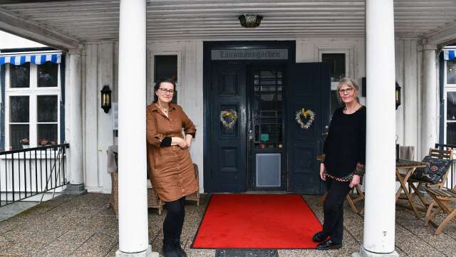 Konstnären Karin Fast Aronsson och kulturansvariga Lena-Maria Stigsdotter hälsar välkommen till En himla massa konst på Ulvsby herrgård.