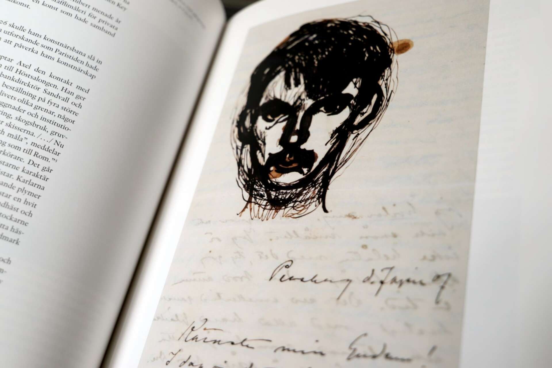 I Anita Theorells bok om Axel Törneman finns bland annat det här självporträttet i ett brev som konstnären skrev till sin fru.
