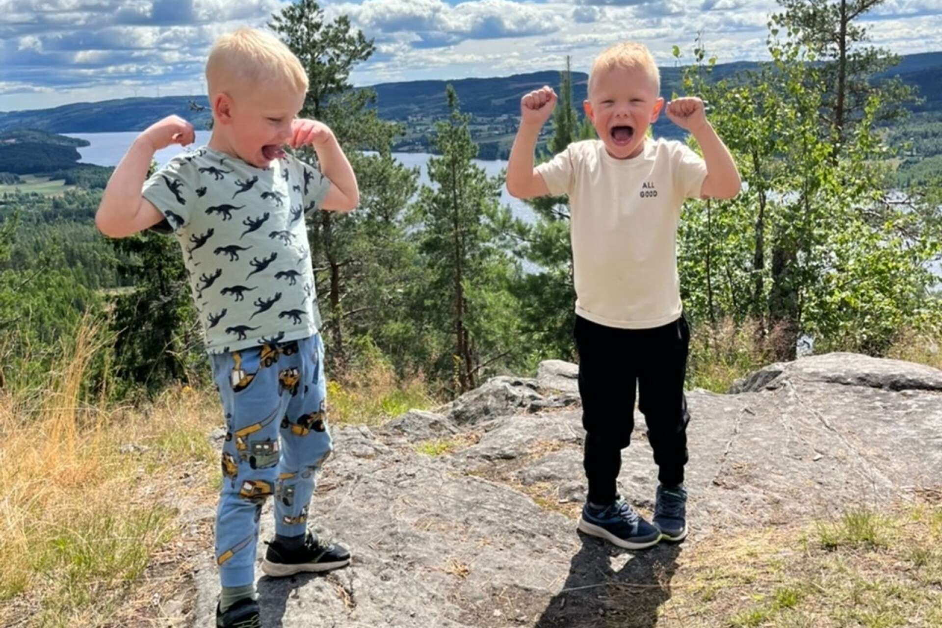 Två nöjda 4-åringar som bestigit Gettjärnsklätten sommaren 2022.