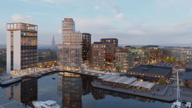 Så kan Inre hamn och Bryggudden se ut i en framtid om Löfbergs framtidsplaner förverkligas.