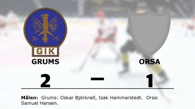 Grums IK Hockey vann mot Orsa IK