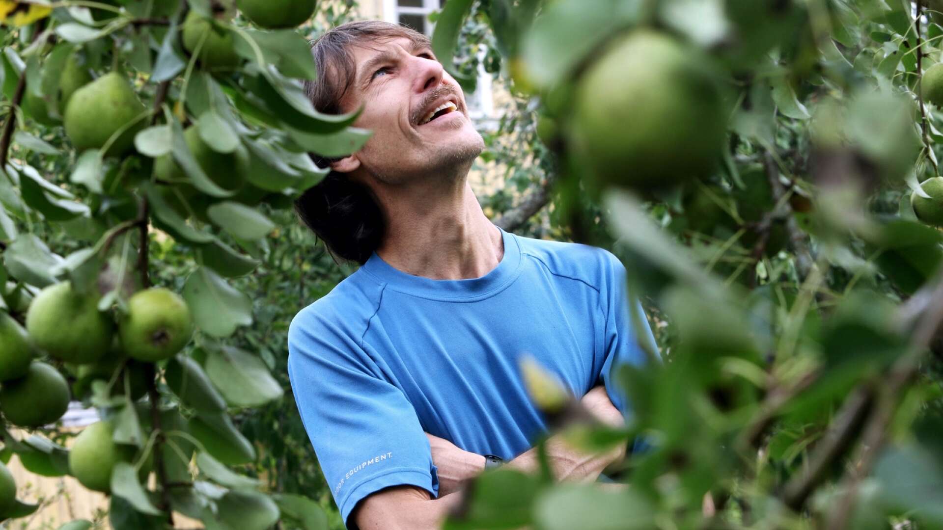 En trädgård full av frukt, det är Emil Karléns verklighet. Ekeskogsbon delar gärna med sig av sina päron och äpplen till andra.