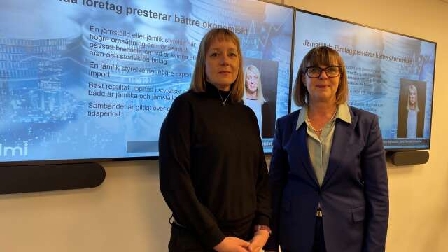 Anna Lundmark Lundbergh, vd Almi Värmland (till höger), presenterade årets styrelsekartläggning tillsammans med Nina Engdahl, vd på Karlstadsföretaget Attityd.