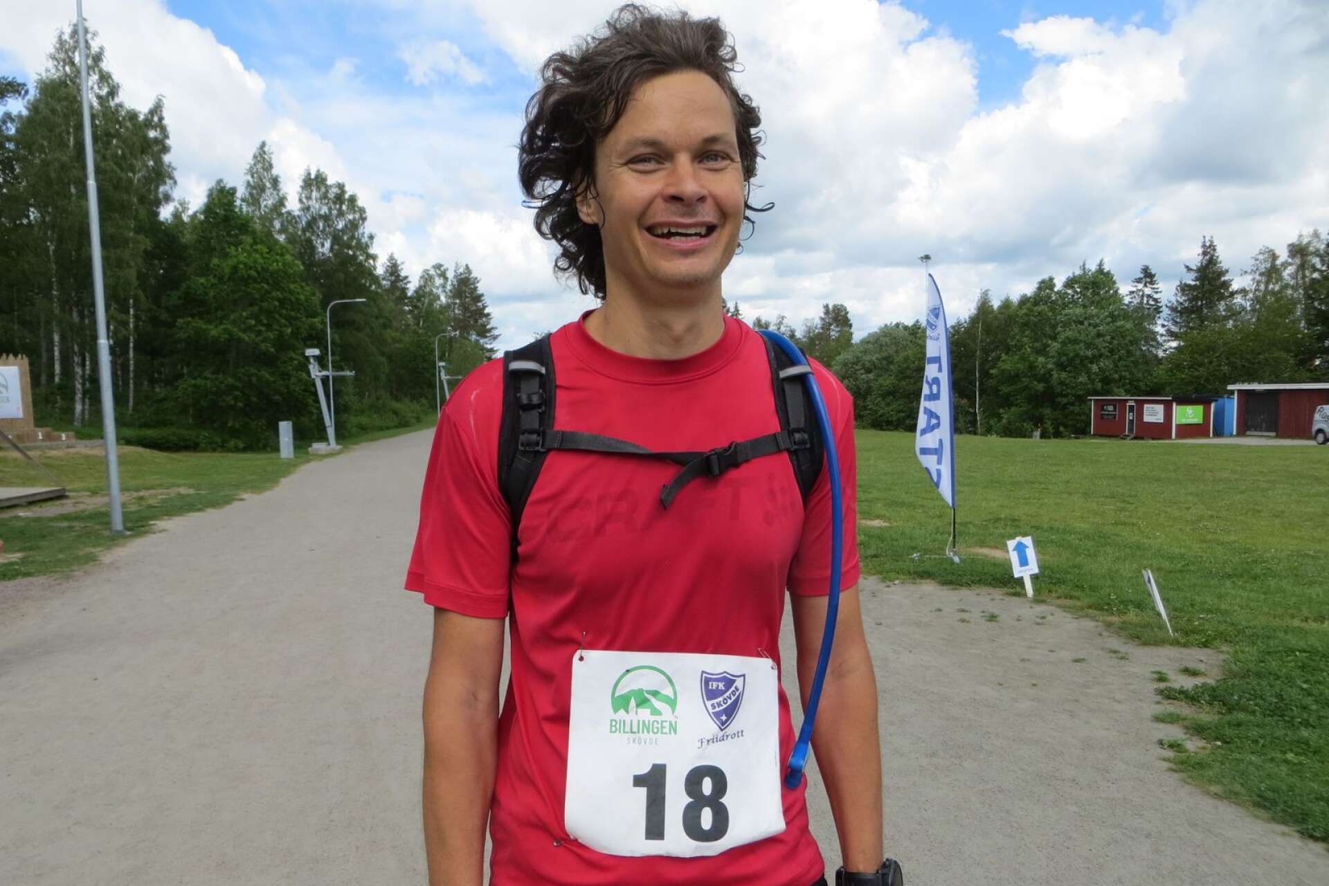 Erik Andersson ifrån Skövde var först i mål över den längsta distansen, 45 kilometer.