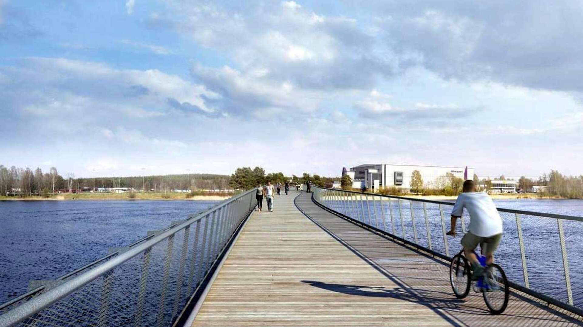 Så här kan den planerade gång- och cykelbron mellan Råtorp och Färjestad ser ut. Men den är fullständigt onödig, anser &quot;Varför?&quot;
