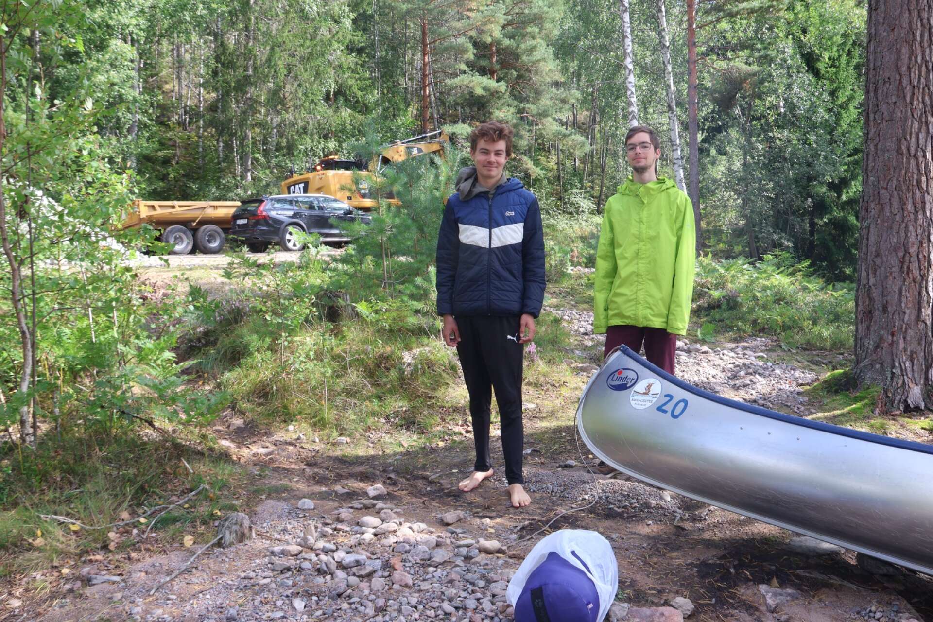 Noah Schade och hans kompis Mario från Tyskland hade campat i Skifors där vattnet började forsa som mest.