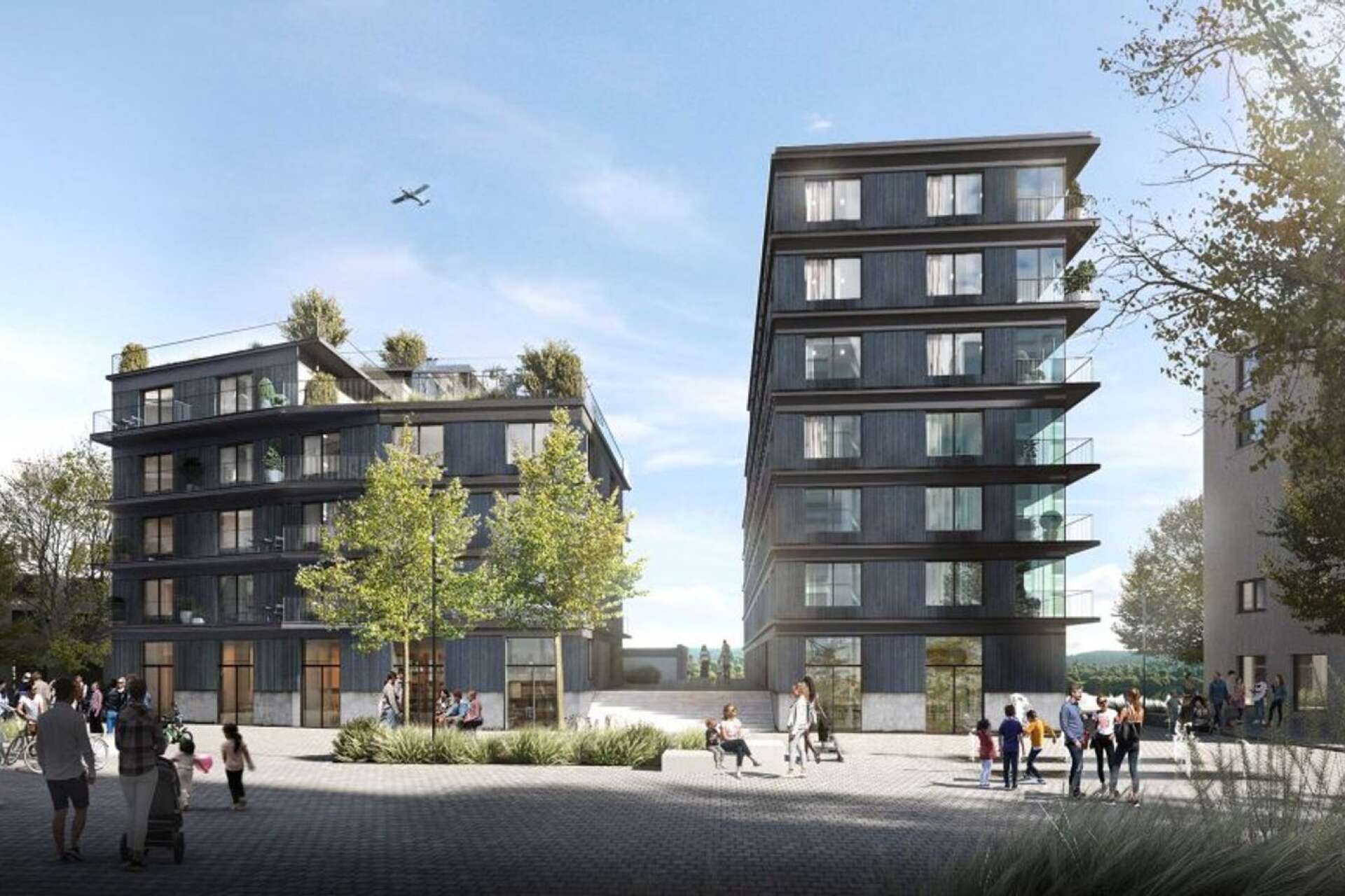 Så här kommer Löfberg fastigheters två nya flerbostadshus längs Tullholmsviken se ut. Lägenheterna släpptes förra helgen och redan har 30 procent av bostäderna sålts.