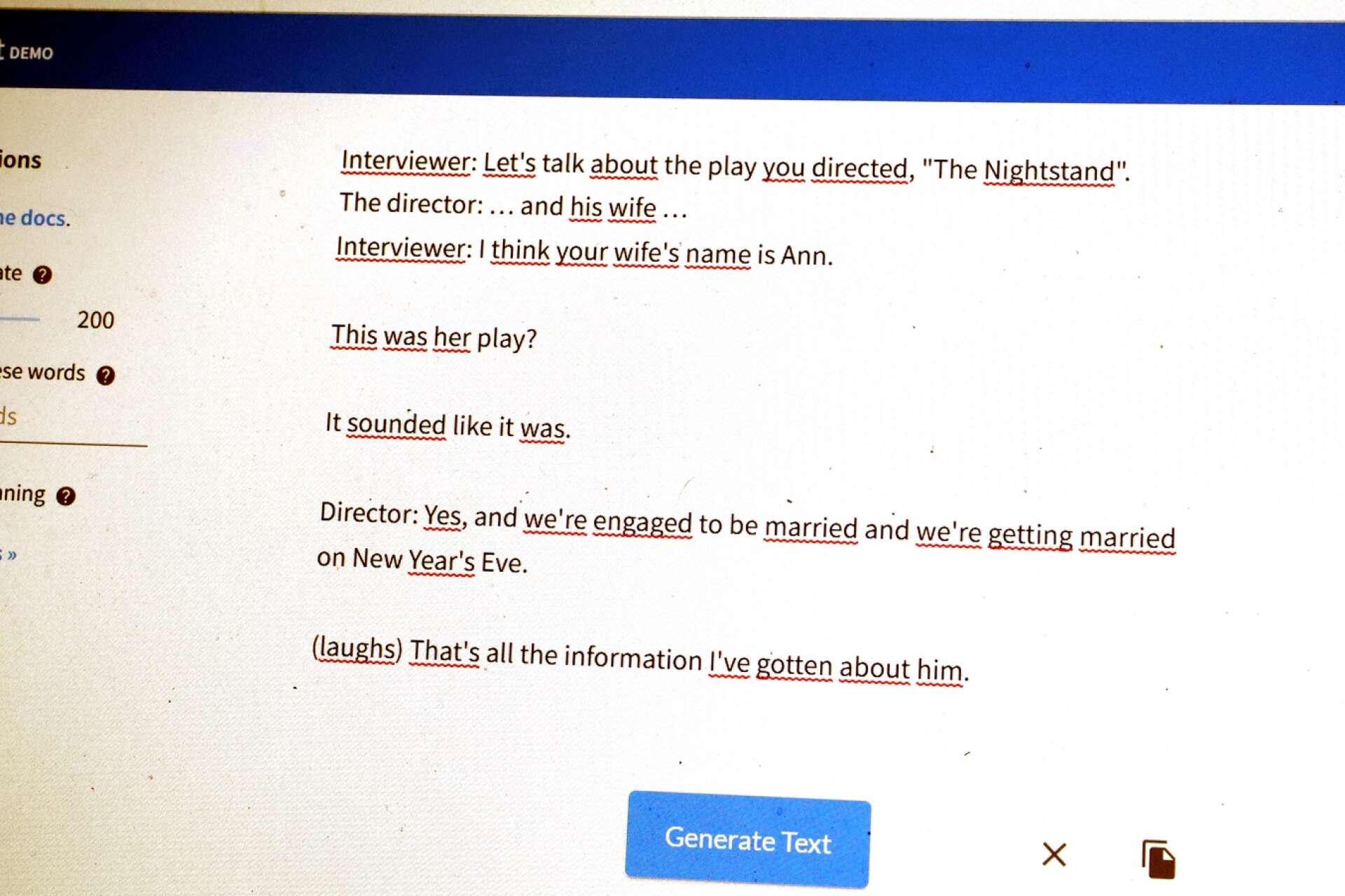 NWT och Dan Andersson satte textroboten på prov. Hur skulle den skriva en intervju med en regissör?