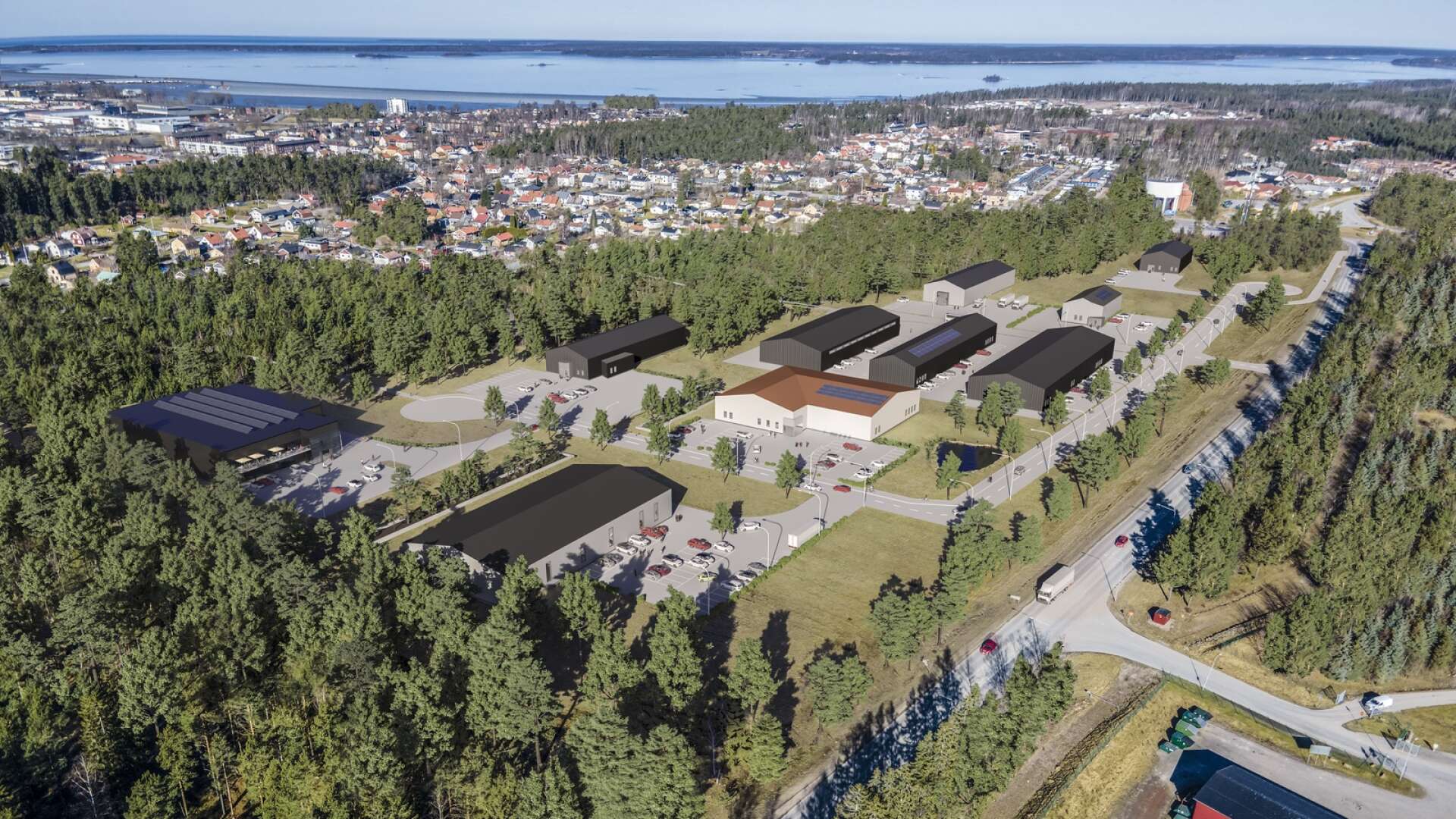 Trots stora protester går kommunens arbete med att skapa ett handelsområde i Ladukärrskogen vidare. Området behövs för nya etableringar, men planchef Adam Johansson. Bilden är en skiss som visar en möjlig framtid.