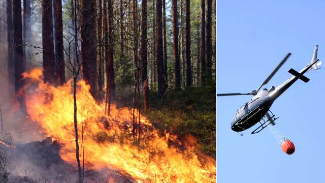 Flera brandutryckningar i skog och mark under lördagen • Två helikoptrar tillkallades