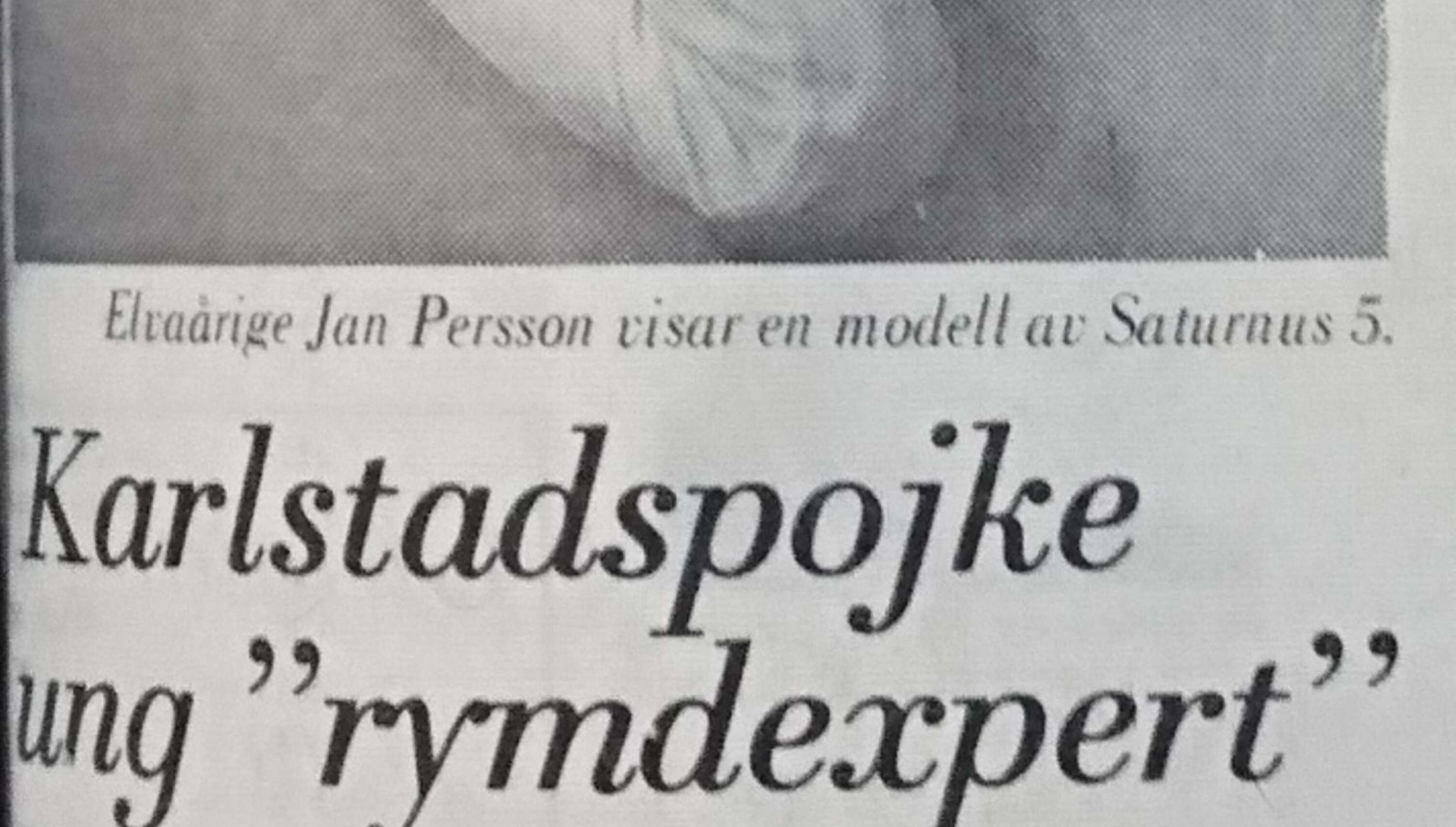 Faksimil av NWT:s artikel från 31 juli 1970, om då 11-årige Jan Perssons stora rymdintresse.