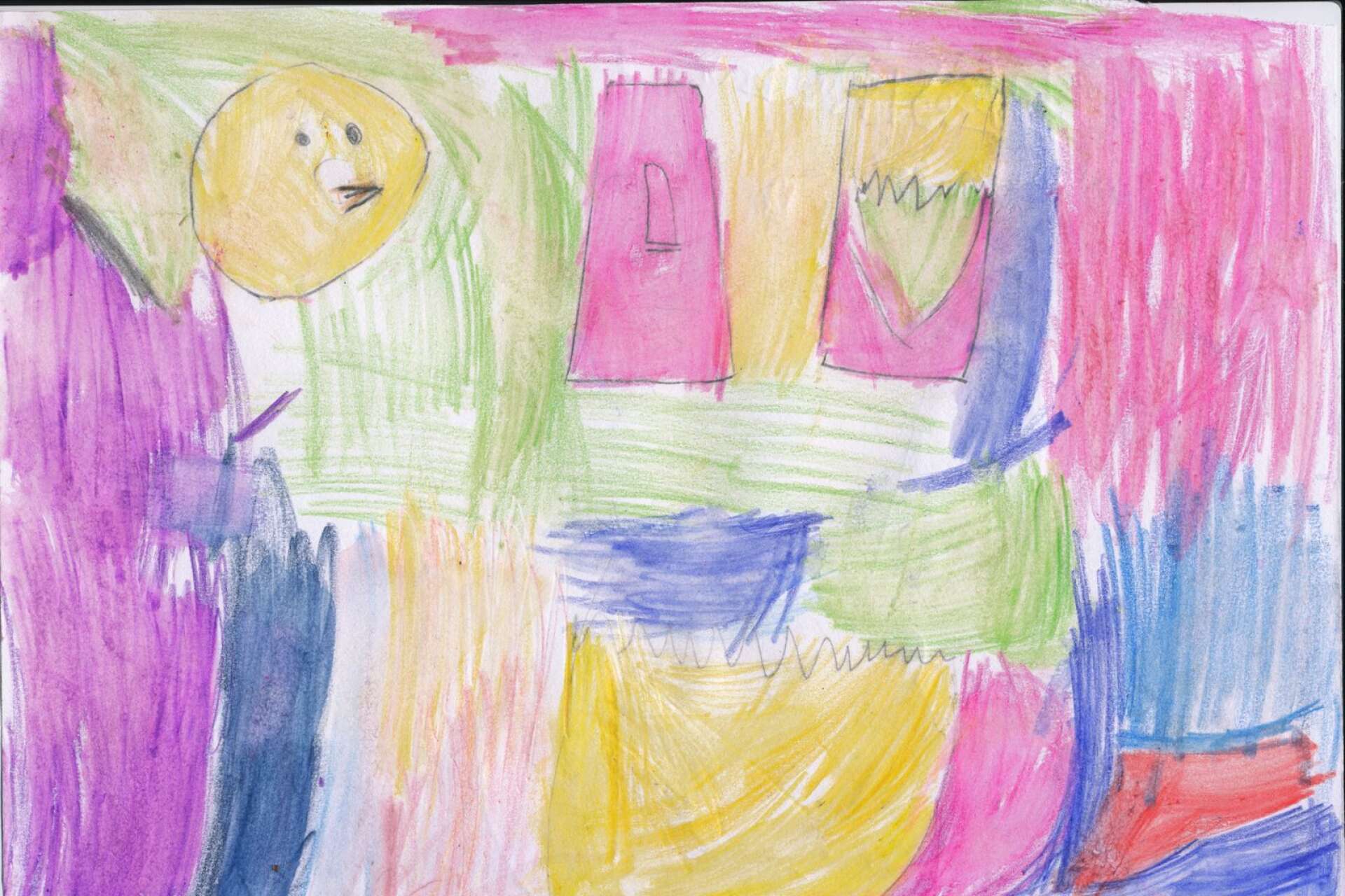 Desirée Eriksson Gårdebratt, 4 år, från Åmål har skickat ett påskbrev i glada vårfärger. Bildscannern gör inte riktigt de neonrosa tonerna rättvisa.