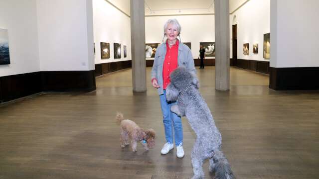 Karin Broos ställer ut på Liljevalchs i Stockholm i en storslagen utställning. Hundarna Sally och Dora har varit med under hela processen: från ateljén, via hängningen till pressvisningen.