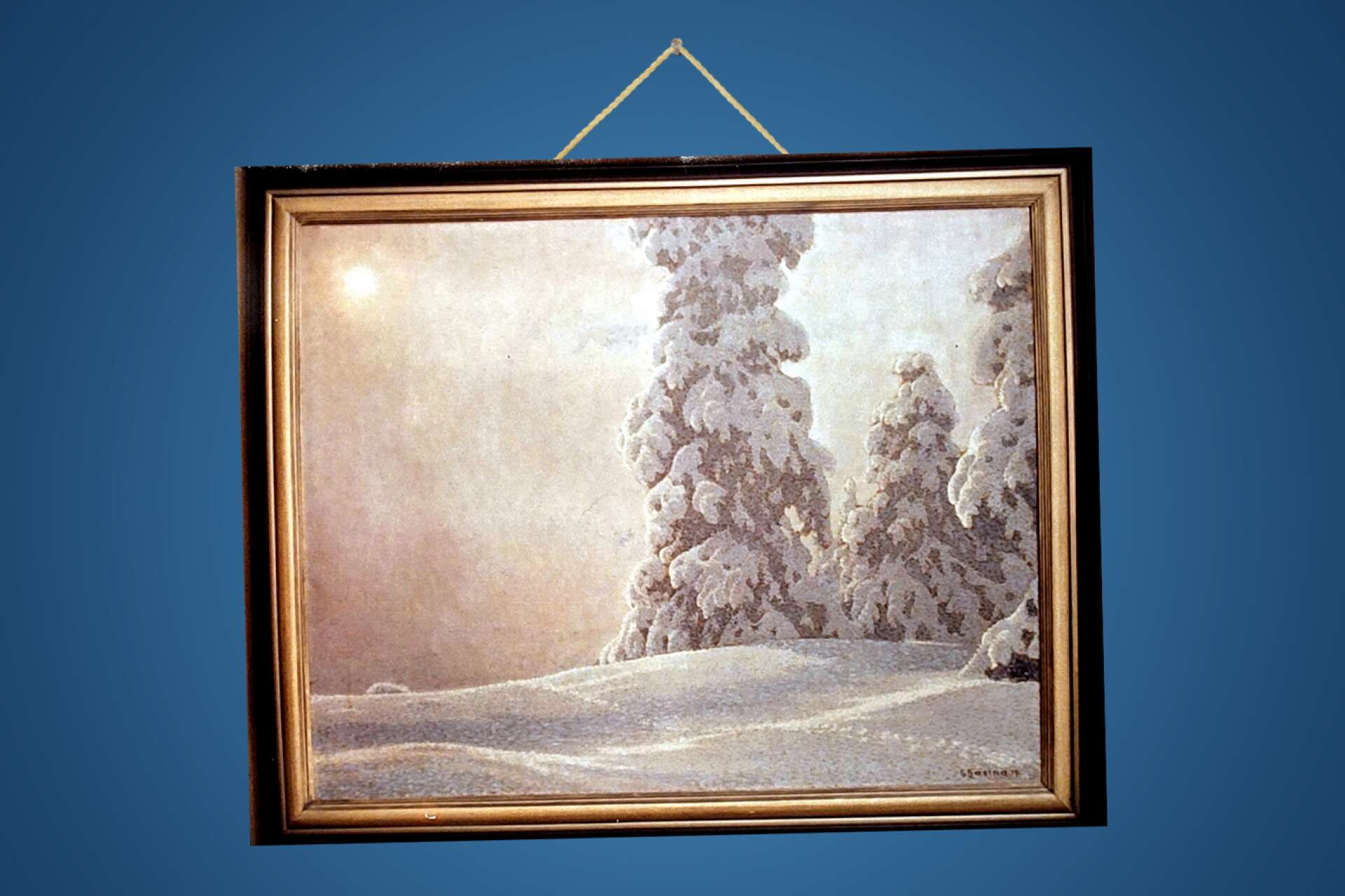 Den här målningen av Gustaf Fjaestad stals från Arvika Nyheters redaktion 1991. Den var värderad till 550 000 kronor.