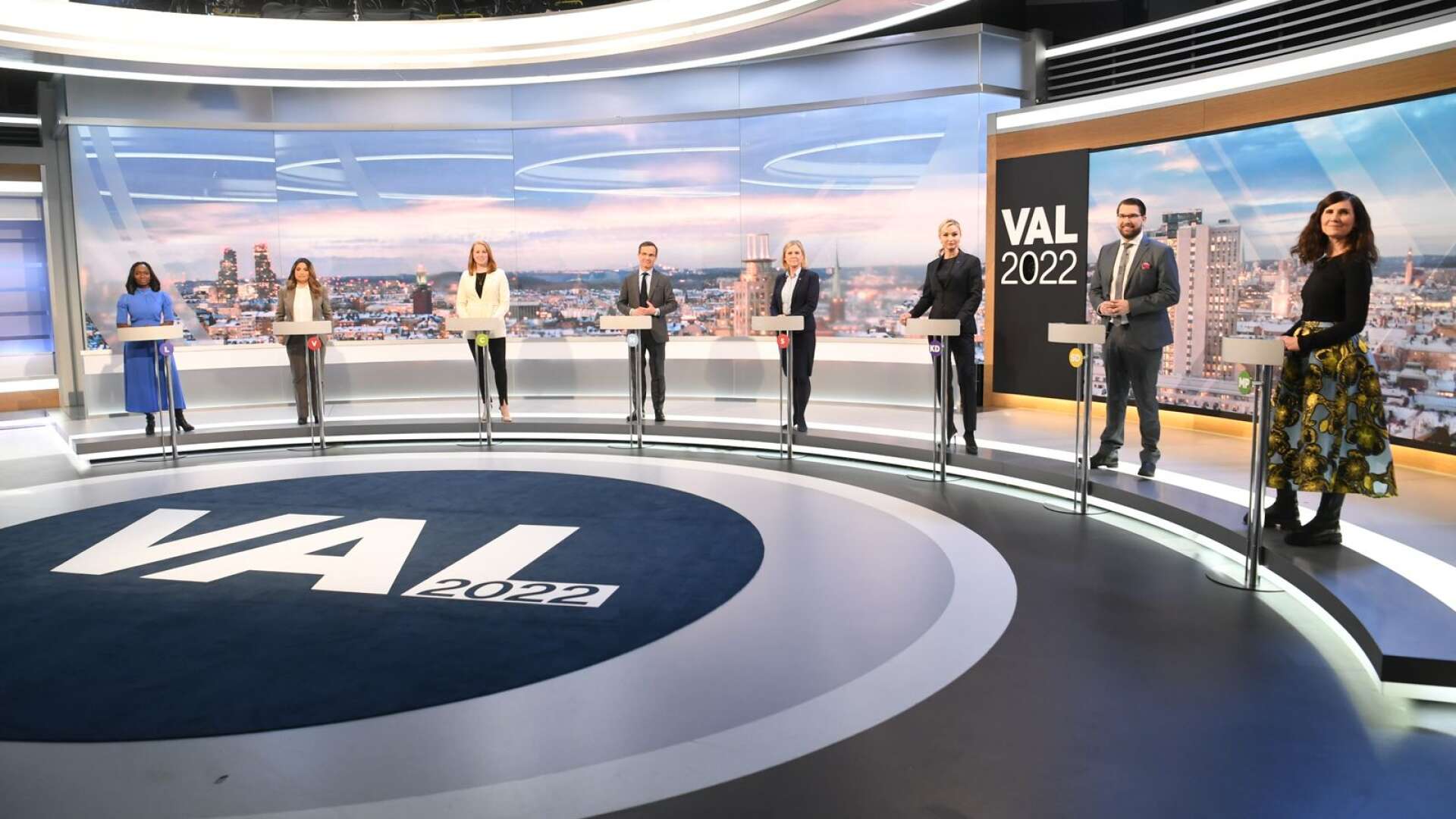 Partiledarna under måndagens partiledardebatt på TV4.