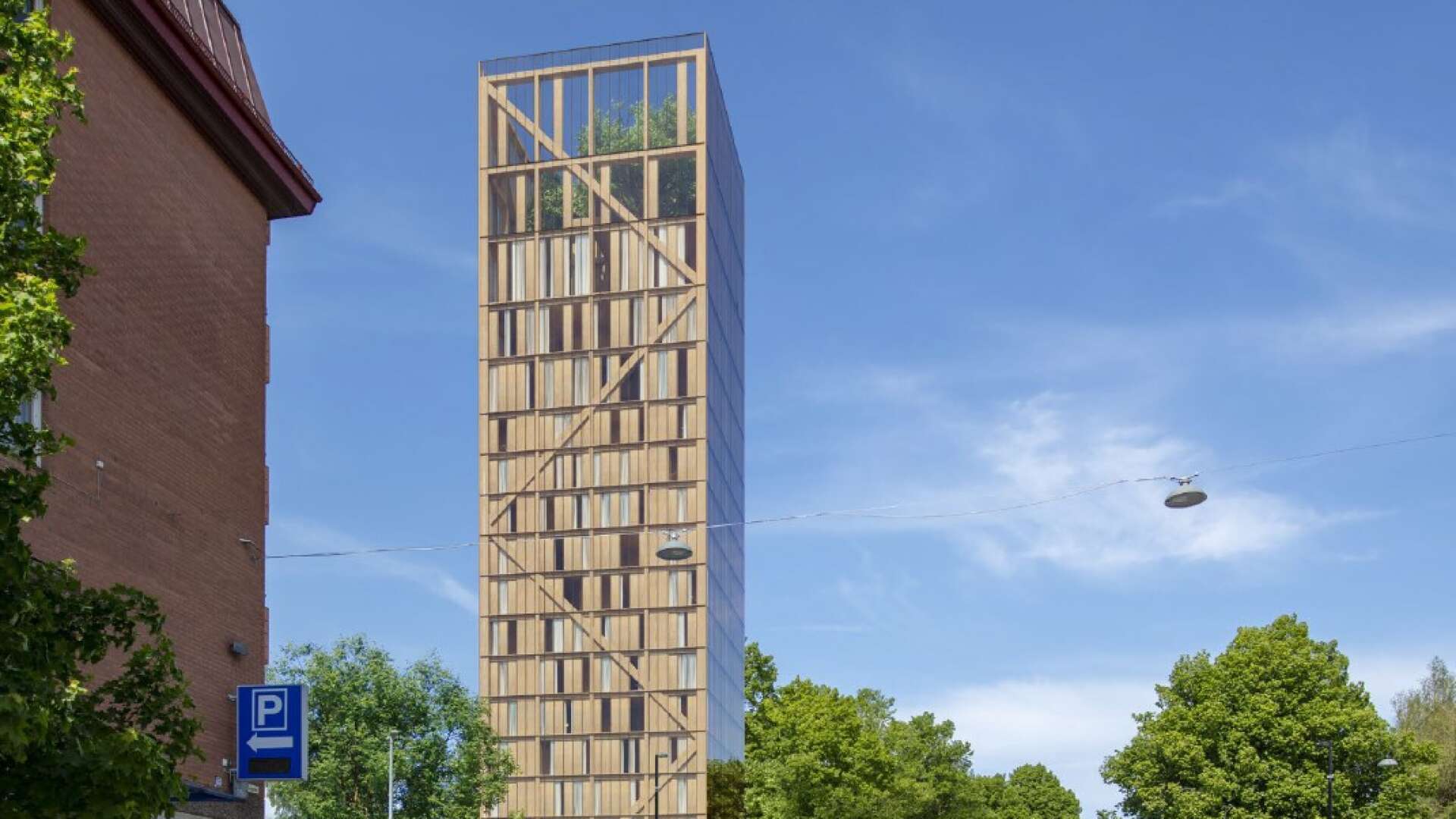 De norska hotellutvecklaren AB Invest vill bygga ett enormt högt trähotell intill Sandgrund.