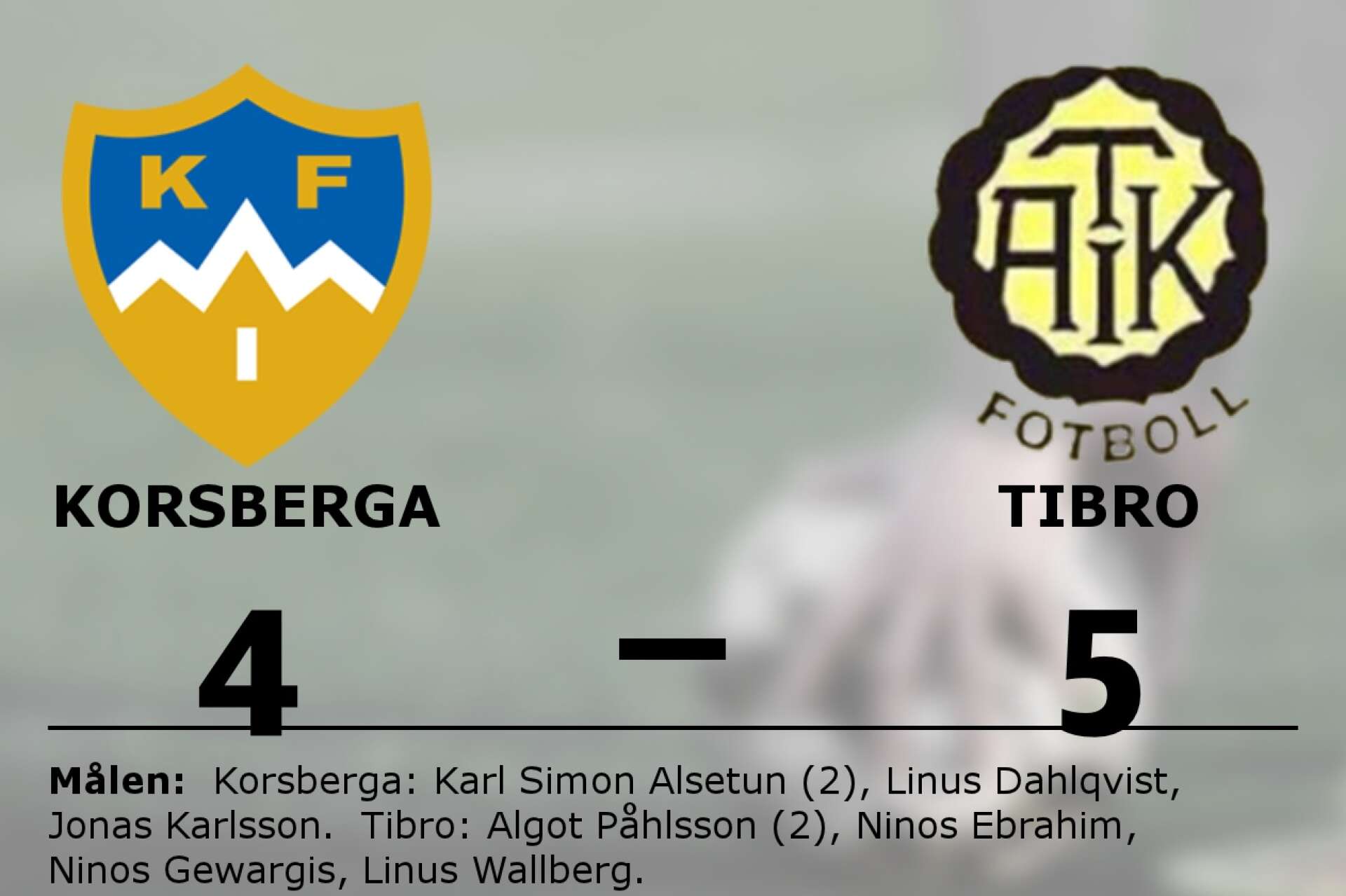 Korsberga IF förlorade mot Tibro AIK Fotboll