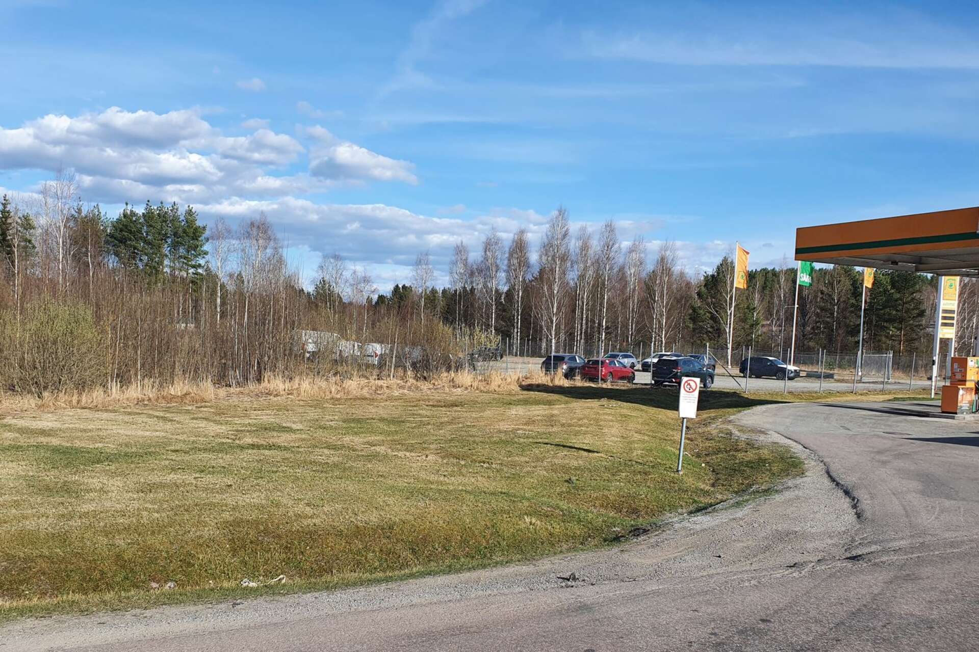 Här i skogsdungen mellan Långvaksvägen och riksväg 61, strax öster om Gunnarskogskorset, finns det intresse för en nyetablering med inriktning på livsmedelshandel.