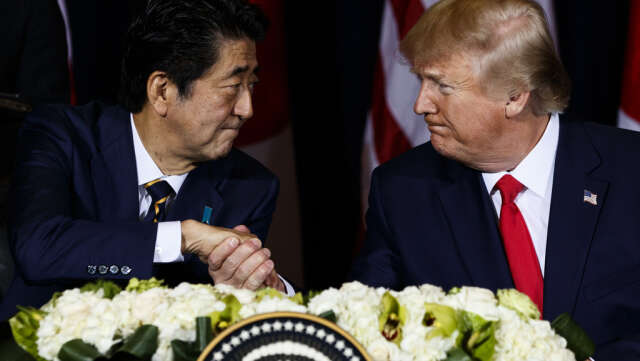 President Donald Trump och den japanska premiärministern Shinzo Abe. Arkivbild. 