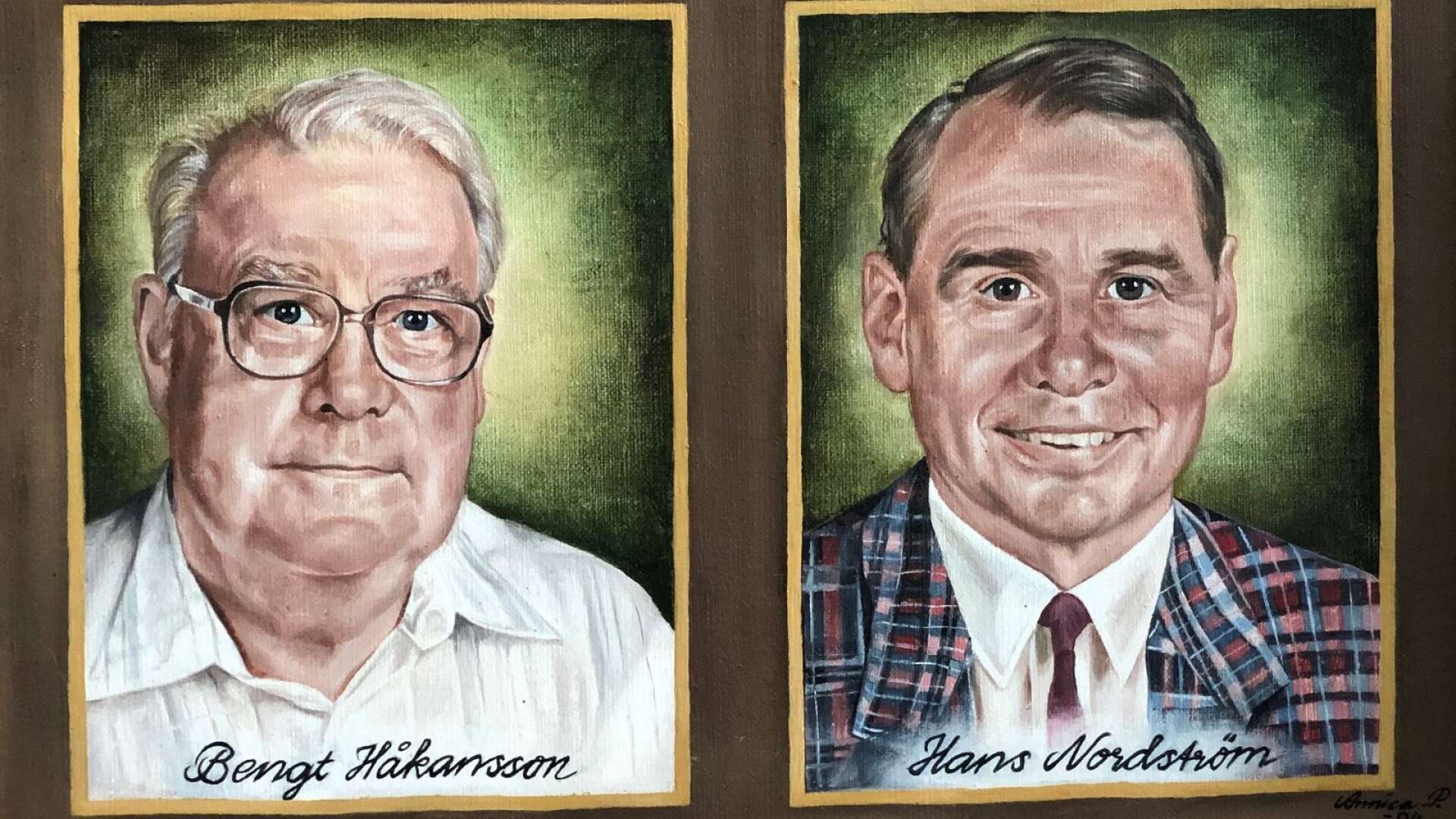 Porträtt av Bengt Håkansson och Hans Nordström, två av klubbens första styrelsemedlemmar.