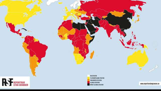 Pressfriheten hotas i allt fler länder, visar Reportrar utan gränsers årliga pressfrihetsindex. Bara tolv länder får ett klart godkänt betyg.