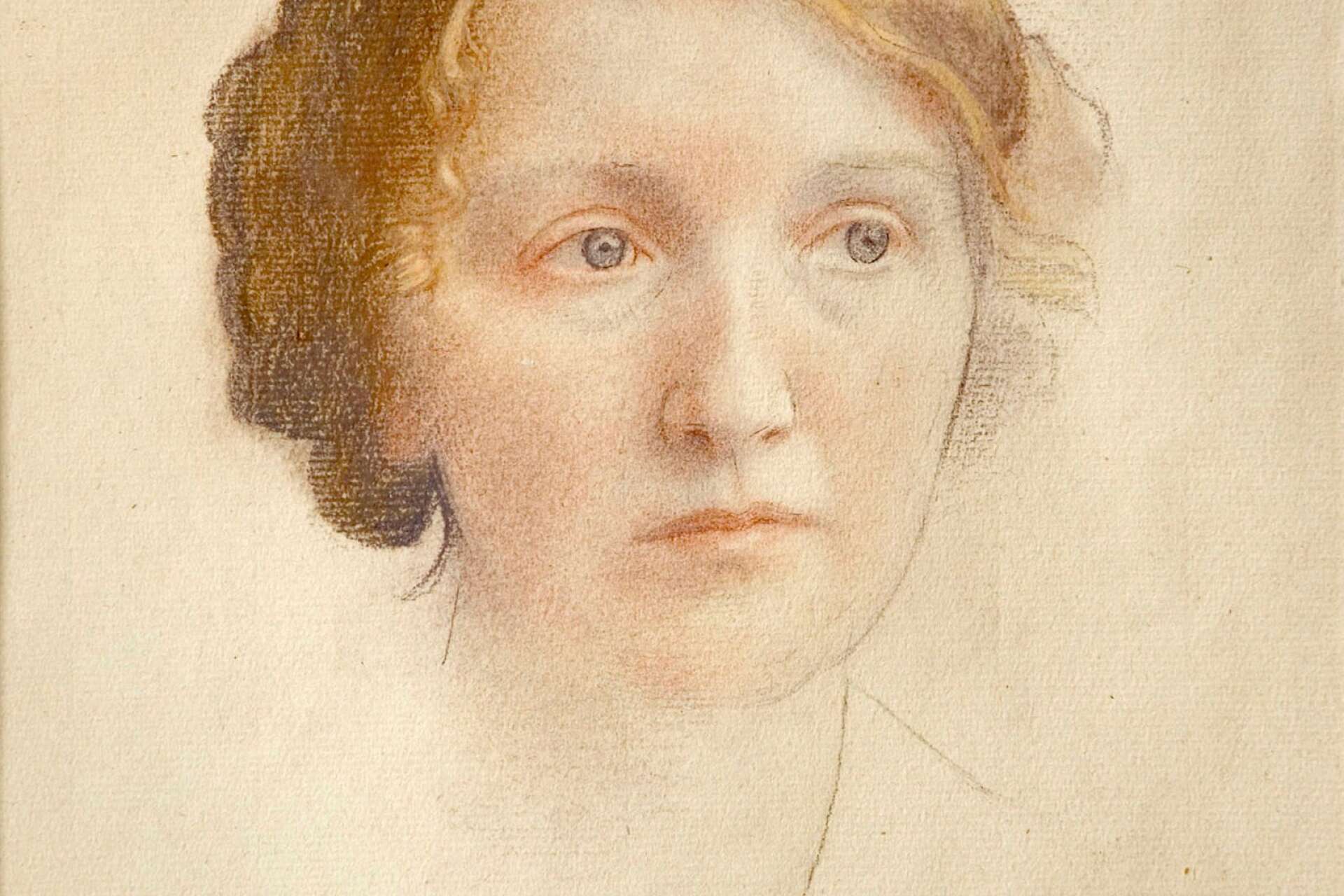 Olga Milles. Självporträtt 1916. Pastellkrita.