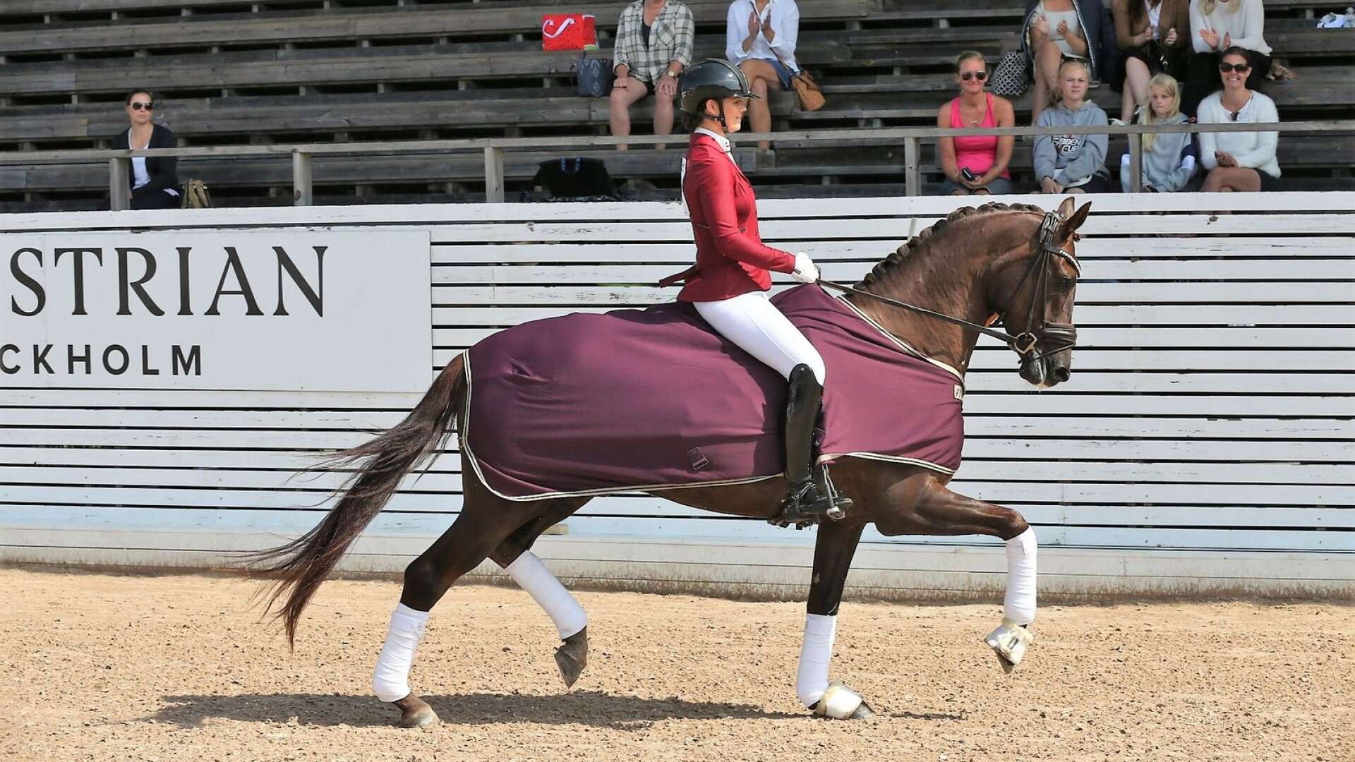 Linnea Holmgren, här under förra årets tävlingar, tog sin tredje seger i Falsterbo Horse Show under torsdagen.