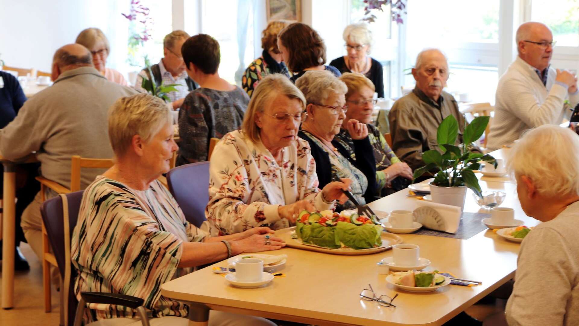 Hjoborna som fyller 75 år under året bjöds in till en informationsträff på Rödingen då det bjöds på smörgåstårta.