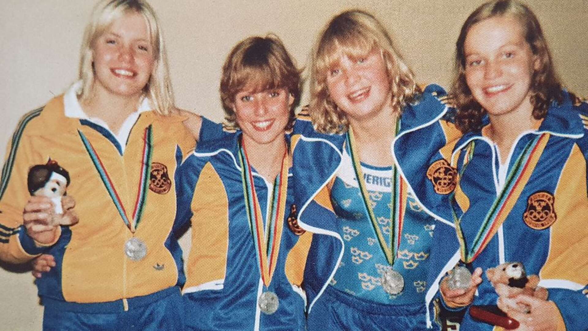 Tina Gustafsson, Carina Ljungdahl Algotsson, Agneta Eriksson och Agneta Mårtensson Baron var laget som vann OS-silver i Moskva 1980.