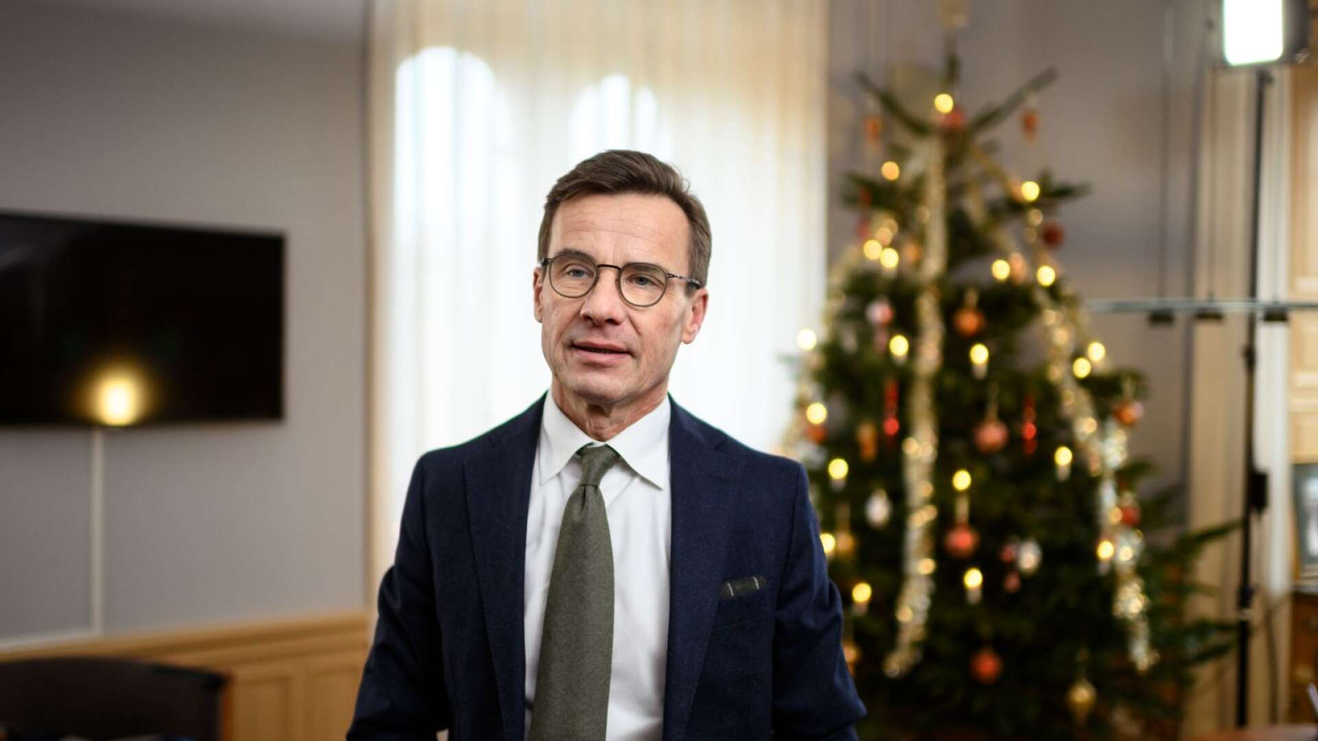 Moderaternas partiledare Ulf Kristersson höll på måndagen ett digitalt jultal.