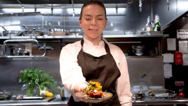 Kocken Amy Allegrini Hobsons signaturrätt – vegetarisk ägg benedict.