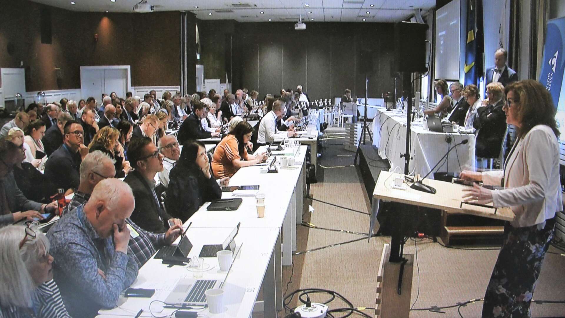 Den 24 oktober blir det första mötet för nya regionfullmäktige i Västra Götaland (Bilden tagen från en digital sändning tidigare i år)