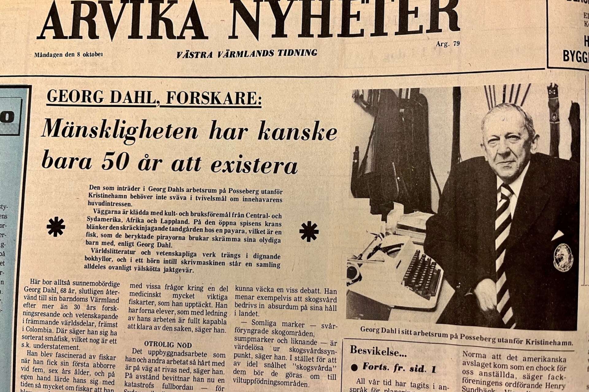 Georg Dahl, Arvika Nyheter 1973. 