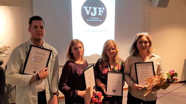 Rickard Reinli, Helena Lundberg, båda Karlskoga Tidning-Kuriren, Solveig Voyce, NWT, och Hedvig Nilsson, P4 Värmland, prisades under onsdagens årsmöte i Värmlands journalistförening.
